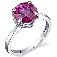 PEORA Sublime Solitaire 2.25 Carats Created Ruby Ring in Sterling Silver Sizes 5 to 9