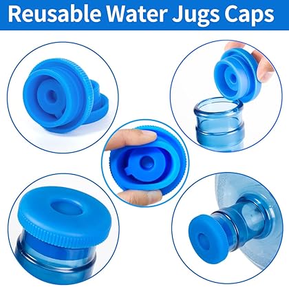 OKLGO 3 and 5 Gallon Water Jug Cap Reusable - Non-Spill 55mm Water Bottle Caps,Silicone Replacement Cap Lids Anti Splash 3 Pack