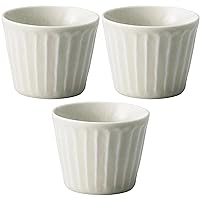 Set of 3, Shinogi White Free Cups, 3.1 x 2.5 inches (8 x 6.3 cm), 5.3 fl oz (160