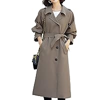Women's Overcoat Single Breasted Trench Coat Mid Long Classic Lapel Windproof Coats Spring Fall Fashion Outerwear