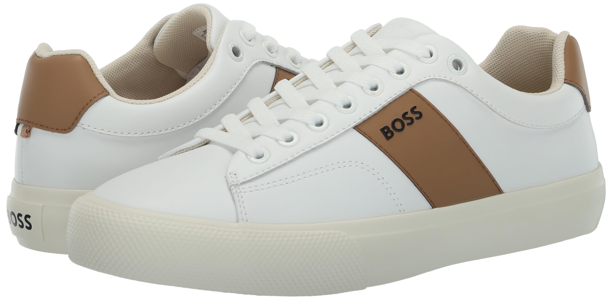 BOSS Men's Aiden Logo Block Leather Low Top Sneaker