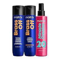 Brass Off Blue Shampoo, Conditioner, & Miracle Creator Set | Color Depositing | Nourishes Hair & Neutralizes Brassy Tones | For Color Treated Hair | Packaging May Vary