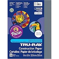 Pacon 103028 Tru-Ray Construction Paper, 76 lbs., 9 x 12, Slate, 50 Sheets/Pack