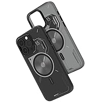 Aulumu A15 TPU for iPhone 15 Pro Magnetic Case - IMD Technology - Compatible with Magsafe [Aluminum Alloy Camera Frame] Semitranslucent - Black