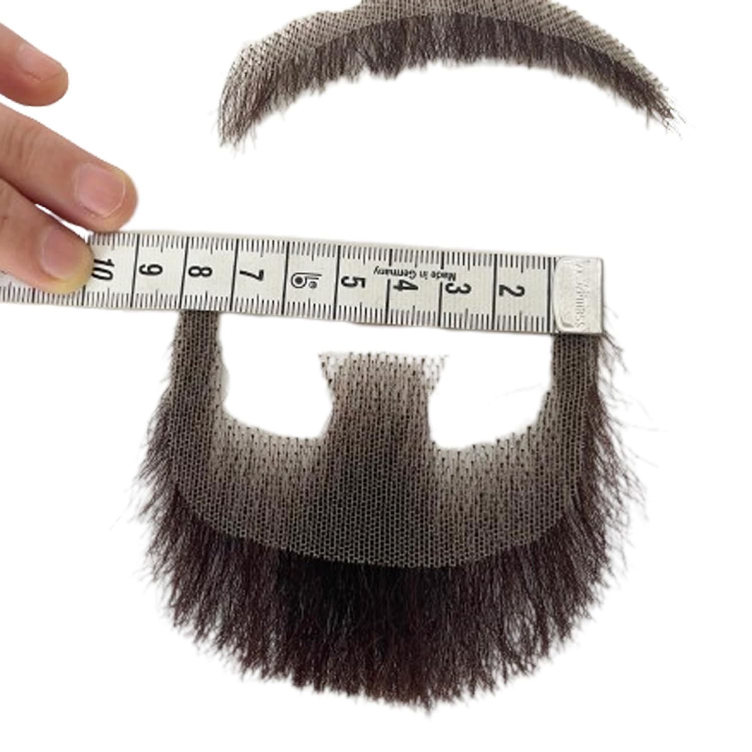 Volora Fake Beard Realistic Human Hair Full Hand Tied Facial Hair False Beards Lace Invisible Fake Face Mustache for Party Movie Makeup Halloween Cosplay Costume Party (Style-1, Brown)