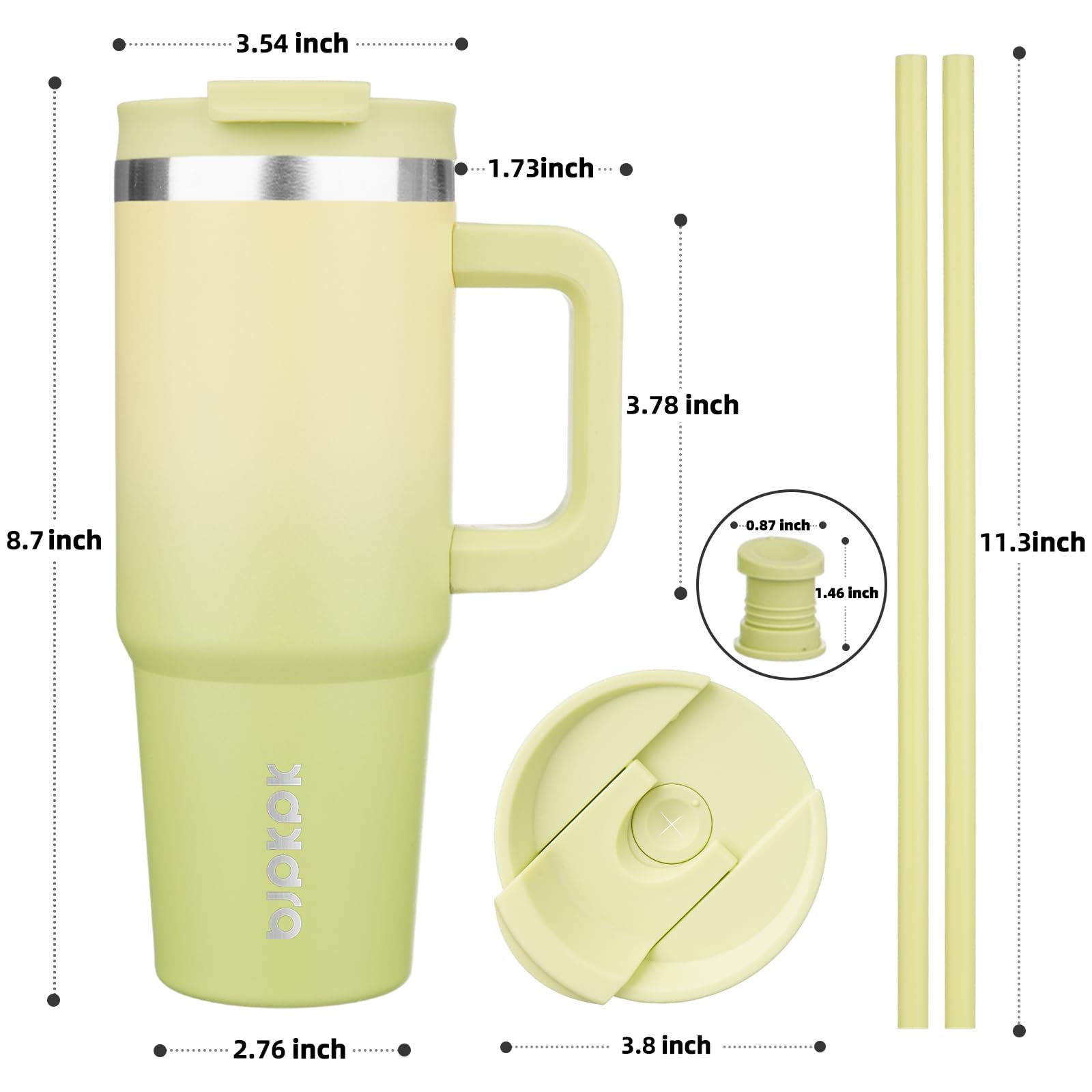 BJPKPK 30 oz Tumbler With Handle Insulated Tumblers With Lid And Straw Stainless Steel Thermal Cup,Lime