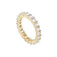 PAVOI 14K Gold Plated Cubic Zirconia Stackable Eternity Ring | 3.0mm Eternity Bands | Gold Wedding Ring Band for Women | Promise Ring for Couples