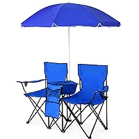 Double Portable Camping Chairs, Blue 60D x 20.5W x 35H Inch