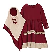 Leotard Dress Cotton Spring and Autumn Long Sleeve Dress and Headscarf Two Set Dresses Christmas Dress Toddler
