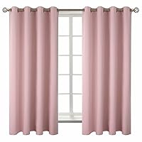 BGment Room Darkening Curtains 63 Inches Long - Grommet Thermal Insulated Drapes Window Treatment Curtains for Bedroom, 2 Panels, 52 x 63 Inch, Baby Pink