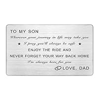 Metal Wallet Card for Son, I'm Always Here for You, To My Son Gifts from Dad, Engraved Wallet Inerts for Son, Christmas Gifts, Birthday Gifts for Teen Boys
