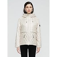 Winter Coats for Women- Raglan Sleeve Drawstring Hooded Winter Coat (Color : Beige, Size : XX-Large)