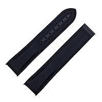 20mm 22mm Nylon Rubber Watchband For Omega Strap SEAMASTER PLANET OCEAN Deployant Clasp Watch Band Accessories Bracelet Chain (Color : Black, Size : 22mm-Gold Buckle)
