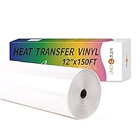HTVRONT White HTV Heat Transfer Vinyl Rolls -12''x150ft Iron on Vinyl for T Shirts- White HTV Vinyl for Cricut & Cameo-HTV Vinyl Rolls Easy to Cut & Weed & Transfer
