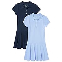 The Children's Place girls Short Sleeve Pique Polo Dress Drop Waist 2 pack