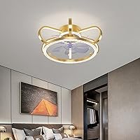 Ceiling Fans, Ceiling Fan with Lights Kids Led 3 Speeds Fan Ceiling Lighting with Remote Control Modern Bedroom Silent Ceiling Fan Light with Timer/Gold