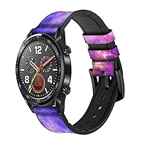 CA0242 Milky Way Galaxy Leather Smart Watch Band Strap for Wristwatch Smartwatch Smart Watch Size (24mm)