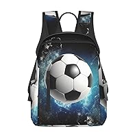 Soccer Sport Print Backpack Laptop Bags Lightweight Unisex Daypacks For Outdoor Travel Work