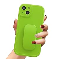 Compatible with iPhone 14 Case with Stand, Fluorescent Neon Design Soft TPU Silicone Slim Shockproof Cover with Grip Holder Kickstand for iPhone 14 Case Women Girls, Neon Green