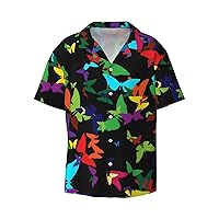 Beautiful Butterfly Men's Summer Short-Sleeved Shirts, Casual Shirts, Loose Fit with Pockets