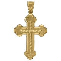 10k Gold Dc Mens Cross Height 55.5mm X Width 31.6mm Religious Charm Pendant Necklace Jewelry for Men