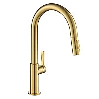 Kraus KPF-2820BB Oletto Single Handle Pull-Down Kitchen Faucet, 17 Inch, Brushed Brass