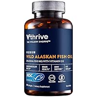 Vthrive Premium Wild Alaskan Fish Oil with Vitamin D3 - Supports Cardiovascular Health - 1,375 DHA/EPA (60 Softgels)