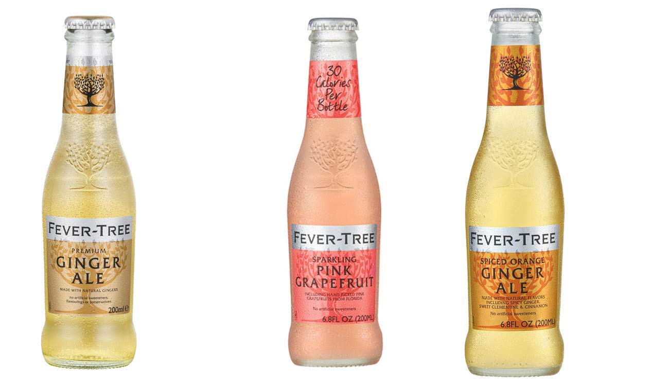 LUV BOX-Variety FEVER TREE COCKTAIL MIXERS,200 ml,Pack of 24,GINGER ALE,SPICED ORANGE GINGER ALE,SPARKLING PINK GRAPEFRUIT