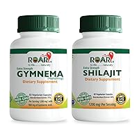 Gymnema Sylvestre 1200 mg with 75% Gymnemic Acid .SHILAJIT 1200 mg with 50% Fulvic Acid Extract Highest Potency Ayurvedic Plant Veg Capsules Supplement Tablets.