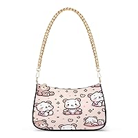 Shoulder Bags for Women Seamless Pattern with Cartoon Bear Hobo Tote Handbag Small Clutch Purse with Zipper Closure