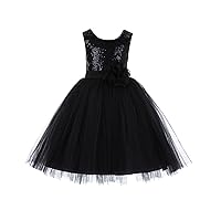 Wedding Formal Sequins Bodice Ruffle Tulle Flower Girl Dress Easter Toddler Birthday Pageant Communion Gown J122F