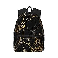 Black Gold Marble Print Backpacks Casual,Pacious Compartments,Work,Travel,Outdoor Activities Unisex Daypacks