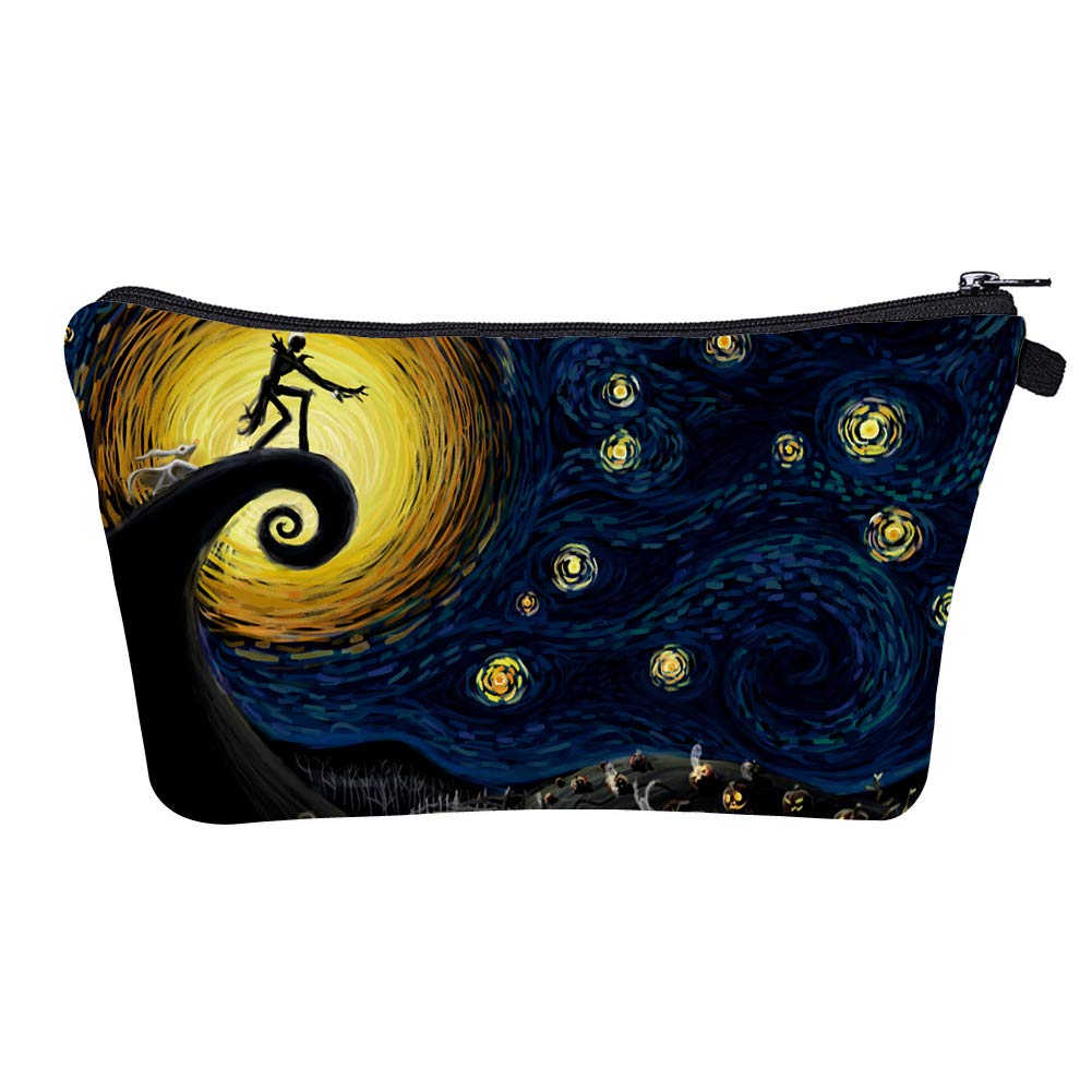 MRSP Cosmetic Bag Makeup bags for women,Small makeup pouch Travel bags for toiletries waterproof Dead The Nightmare Before Christmas (The Starry Night)