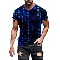 Mens Novelty T Shirts Fashion Fun Binary Number Tee Super 3D Printed Crewneck Short Sleeve Shirt Tops