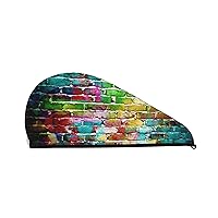 Colorful Brick Coral Fleece Hair Drying Cap, Microfiber Hair Towel for Women's Wet Hair, Quick Drying Turban