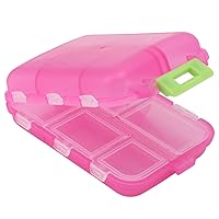 Portable Pill Organizer, 10 Compartment Travel Pill Case Waterproof Daily Medicine Storage Box for Pocket Purse, 3.7x2.4x1.2 (Rose Red)