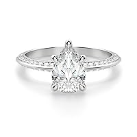 Neerja Jewels 2.50 CT Pear Cut Solitaire Moissanite Engagement Rings, VVS1 4 Prong Irene Knife-Edge Silver Wedding Ring, Woman Promise Gift