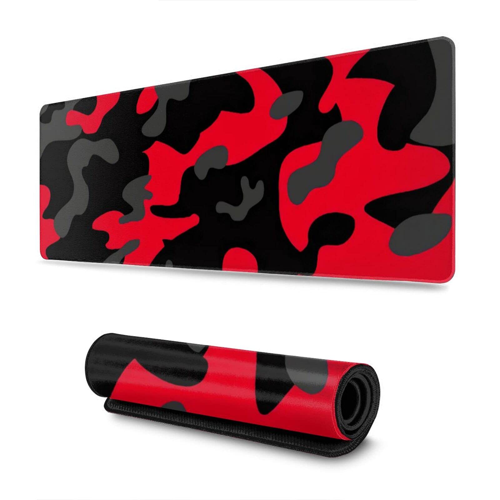 Red and Black Gaming Mouse Pad Large XL Desk Mat Camo Camouflage Long Extended Pads Big Mousepad Home Office Decor Accessories for Computer Pc Laptop