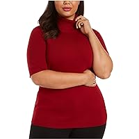 Anne Klein Womens Solid Pullover Sweater, Red, 1X