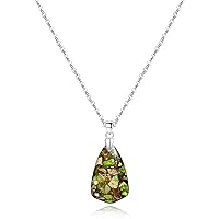 Natural Real Green Turquoise Stone Crystal Quartz Pendant Necklace,Waterdrop Shaped Genuine Gemstone Pendant Necklace,Handmade Western Necklace for Girls Women (Chain:45cm+5cm, A4_Turquoise)