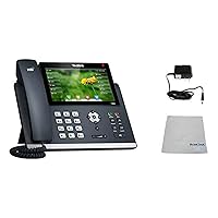 Yealink T48G SIP POE Office Phone Bundle with Power Supply and Microfiber Cloth - Requires VoIP Service - Vonage, Ring Central, 8x8, Mitel or Cloud Services (T48G Basic Bundle)
