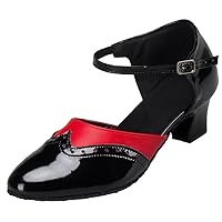 Womens Comfort Latin Dance Shoes Practice Ballroom Pumps Salsa Kitten Heels Round Toe Block Heel