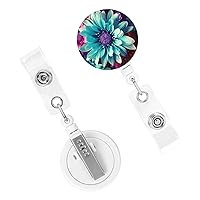 Retractable Badge Holder Cute Nursing Badge Reel Heavy Duty Badge Clip with Keychain Colorful Flower ID Card Holders Clip-on Name Badge Tag for Office Worker Doctor Nurse Teacher