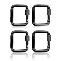 4Pcs Square Carabiner Aluminum Alloy Screw Carabiner Buckle Keychain Snap Clip Hook Quick Link Locking Carabiner Lightweight Aluminum Alloy Carabiner Buckle Durable