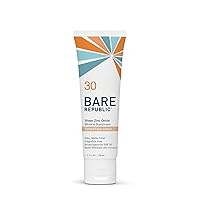 Bare Republic Tinted Mineral Sunscreen SPF 30 Sunblock Face Lotion, Sheer and Non-Greasy Finish, 1.7 Fl Oz