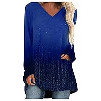 Womens T Shirts Basic V Neck Tee Loose Fitting Casual Short Sleeve Tops Workout Tops Long Sleeve Shirt Women