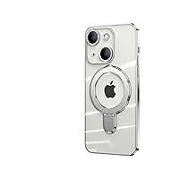 Plated Case for iPhone 13 Mini with Metal Ring Holder Stand [Compatible with MagSafe], Shockproof Non-Slip Slim Fit Protective Phone Bumper Cover for iPhone 13 Mini Silver