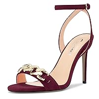 Castamere Women Stiletto High Heel Open Toe Ankle Strap Metal Chain Sandals Prom Party 3.9 Inches Heels