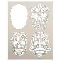 Day of The Dead Sugar Skull Layered Stencil by StudioR12 - Select Size - USA Made - Dia de Muertos | Craft DIY Bohemian Bedroom Decor | Paint Wood Sign (15 x 18 inch)