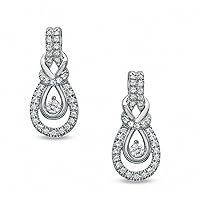 0.10 cttw Diamond Love Knot Earrings for Women (I-J/I2-I3) Sterling Silver Earrings